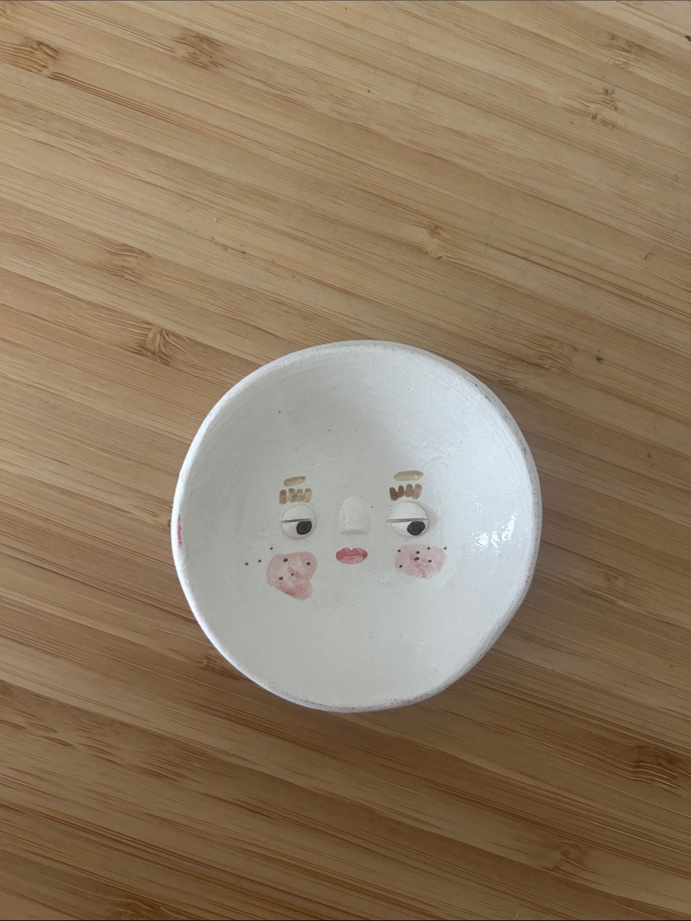 Handmade White Ceramic Face Trinket Dish
